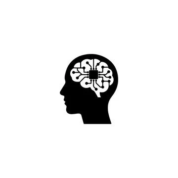 Human head profile with a digital circuit brain icon 스톡 일러스트