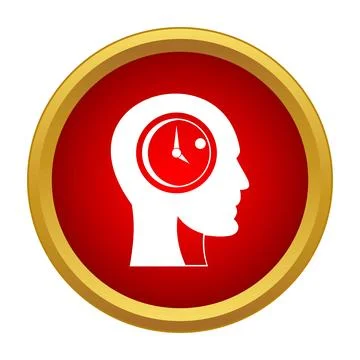 Human head profile displaying a clock inside the brain Illustrazione stock