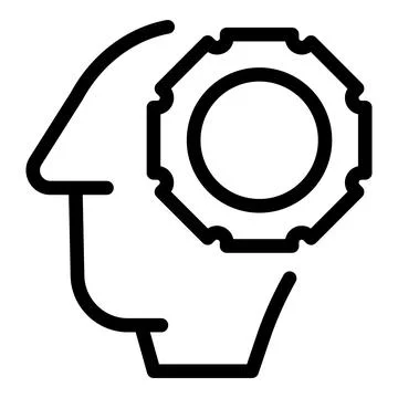 Human head profile with gear thinking problem solving logic concept icon Illustrazione stock