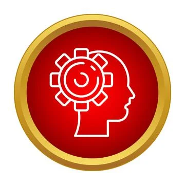 Human head profile with gears inside thinking process イラスト素材