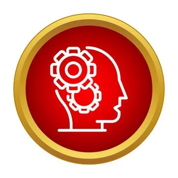 Human head profile with gears representing thinking process Stock Illustration