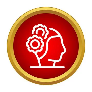 Human head profile with gears symbolizing thought process Stock Illustration
