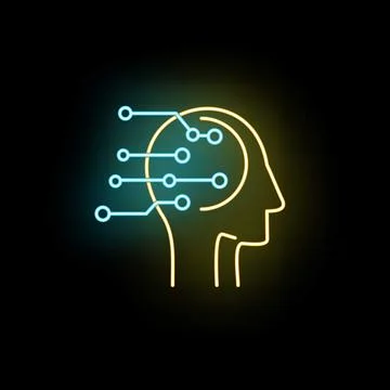 Human head profile with glowing circuit board inside イラスト素材