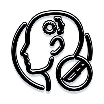 Human head profile icon with brain disease symptoms Stock Illustration
