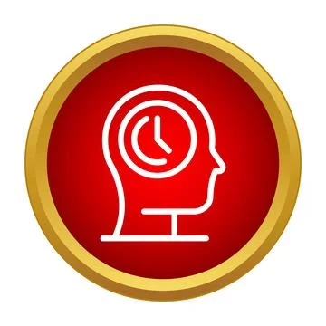 Human head profile icon with clock inside Illustrazione stock