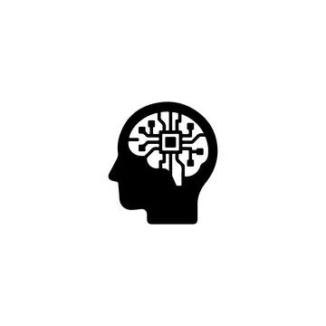 Human head profile icon with a digital computer circuit brain イラスト素材