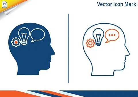 Human head profile icon with ideas vector mark. Stock Illustration