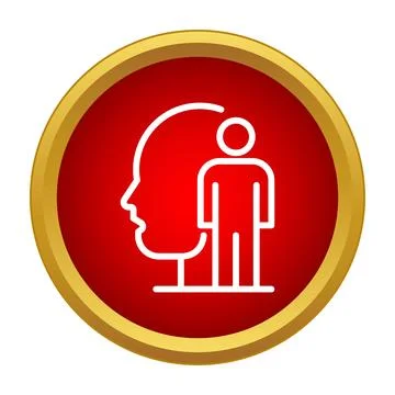 Human head profile icon with standing person inside Stock Illustration