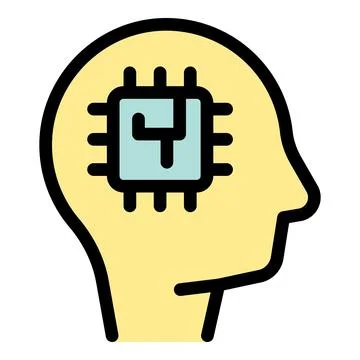 Human head profile with implanted microchip representing artificial intelli.. Stock Illustration