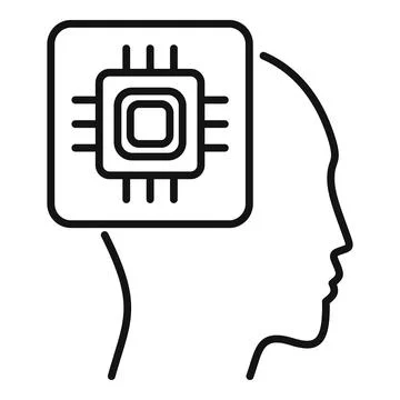 Human head profile with microchip showing artificial intelligence Stock Illustration