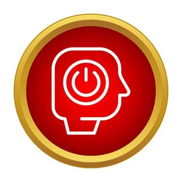 Human head profile with power button icon Stock Illustration