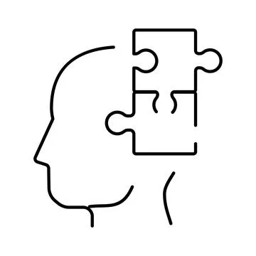 Human head profile with puzzle piece missing Stock Illustration