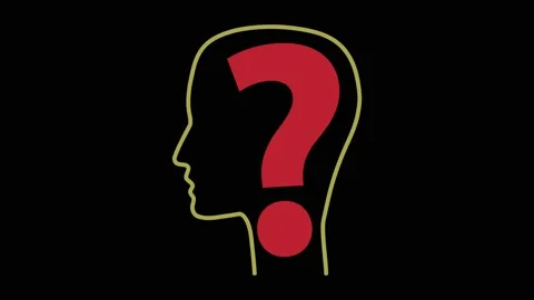 Human head profile with question mark animation Vidéo 348132268