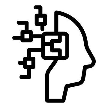 Human head profile receiving data from artificial intelligence system Stock Illustration