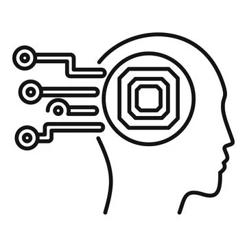 Human head profile receiving data from microchip for artificial intelligence Stock Illustration