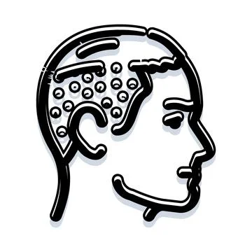 Human head profile receiving mental stimulation for thoughts 스톡 일러스트