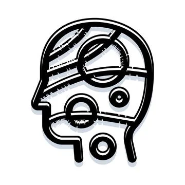 Human head profile representing artificial intelligence thinking Stock Illustration