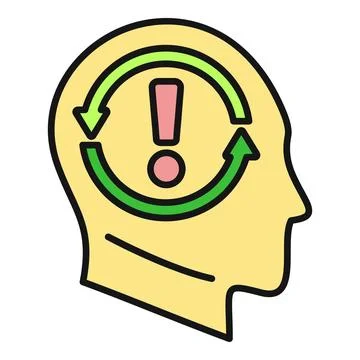 Human head profile with rotating attention symbol Stock Illustration