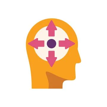 Human head profile showing decision making process Illustrazione stock