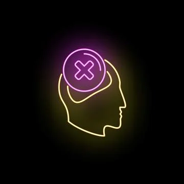 Human head profile showing negative thoughts and error Stock Illustration