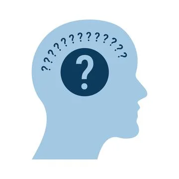 Human Head Profile Silhouette Question Mark Thinking Confusion Problem Stock Illustration