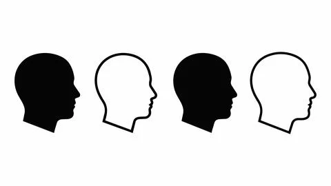 Human head profile silhouettes set with silhouette identity psychology Stock Illustration