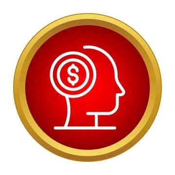 Human head profile thinking about money concept Stock Illustration