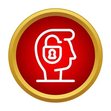 Human head profile with an unlocked brain padlock Stockillustratie