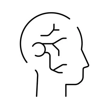 Human head profile visualizing complex brain activity Stock Illustration