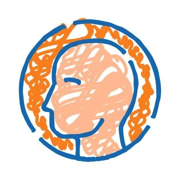 Human head profile visualizing complex thoughts and mind 库存插图