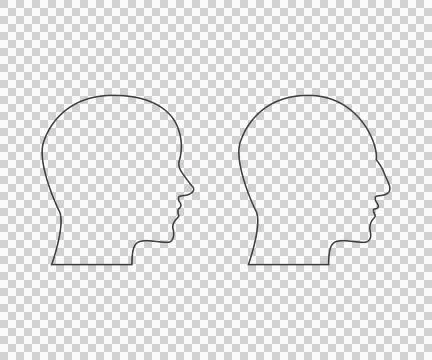 Human Head Profiles Outline Vector for Avatar and Communication. Stock Illustration