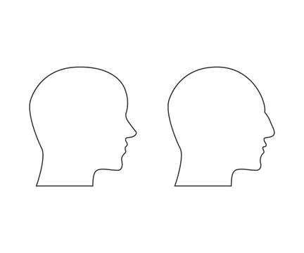 Human Head Profiles Outline Vector for Avatar and Communication. Stock Illustration