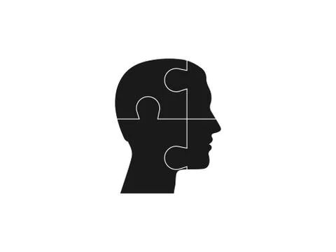 Human head, puzzle icon. Vector illustration, flat design. Stock Illustration