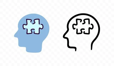 Human head with puzzle inside, graphic design Stock Illustration