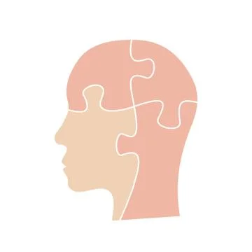 Human head with puzzle pieces inside. Skin color イラスト素材
