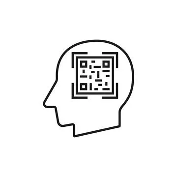 Human head with QR code silhouette vector illustration Stockillustratie