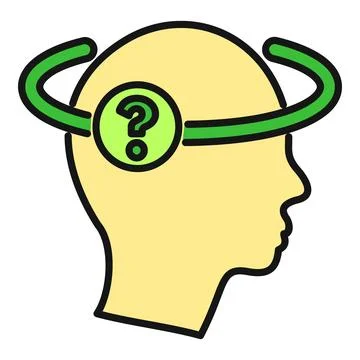 Human head with question mark experiencing confusion and dizziness Stock Illustration