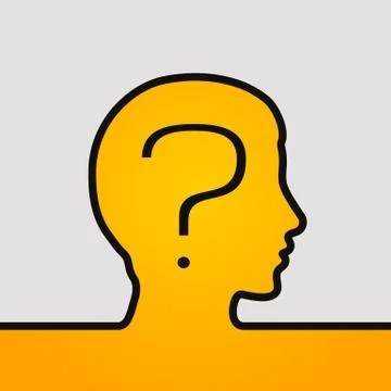 Human head with question mark forming into one line. Vector. Stock Illustration