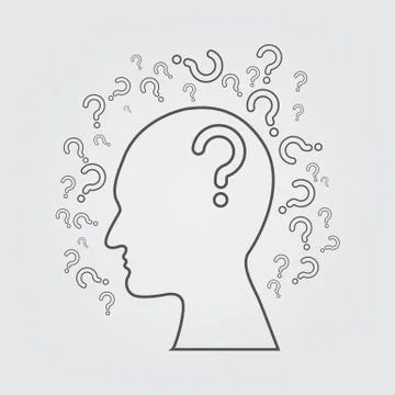 Human head with question mark. Head thinking. line icon of head. Concept of l Stock Illustration