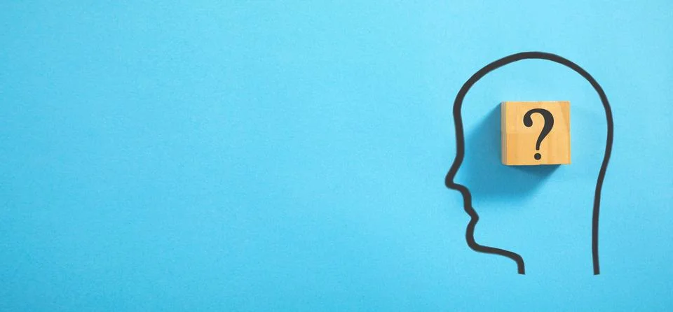 Human head with a question mark. Solving problem Stock Photos