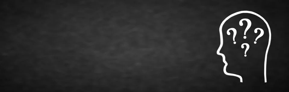 Human head with a question marks. Solving problem Illustrazione stock