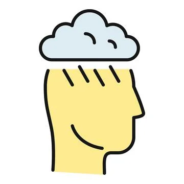 Human head with raining cloud representing sadness Stock Illustration