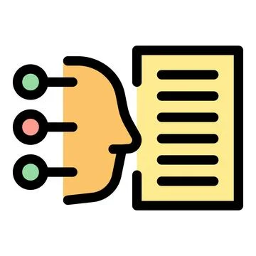 Human head reading data from a document, processing information Stock Illustration