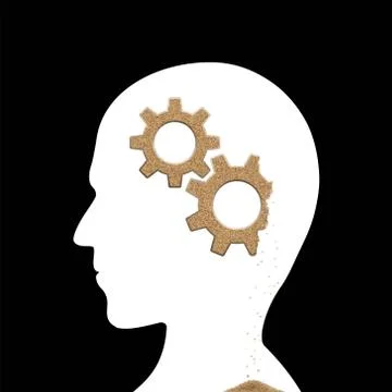 Human head with sand gears inside. Alzheimer's disease Stock-Illustration