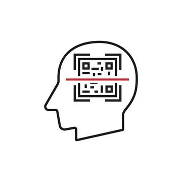 Human head with scan QR code silhouette vector illustration イラスト素材