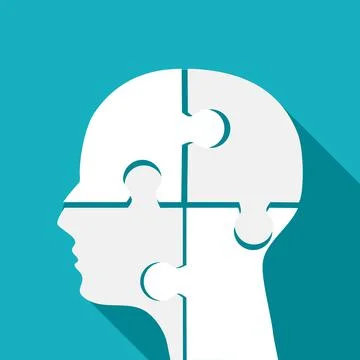 Human head shape puzzle with long shadow. vector illustration eps Stock Illustration