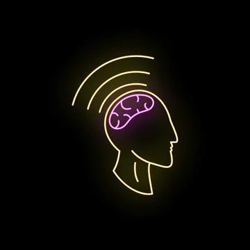 Human head showing brain activity and radiating waves Stock Illustration