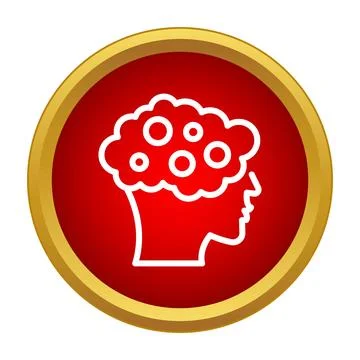 Human head showing brain having thoughts icon Stock Illustration