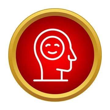 Human head showing happy face inside in mindset icon Stock Illustration