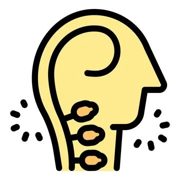 Human head showing swollen lymph nodes causing pain and discomfort Illustrazione stock